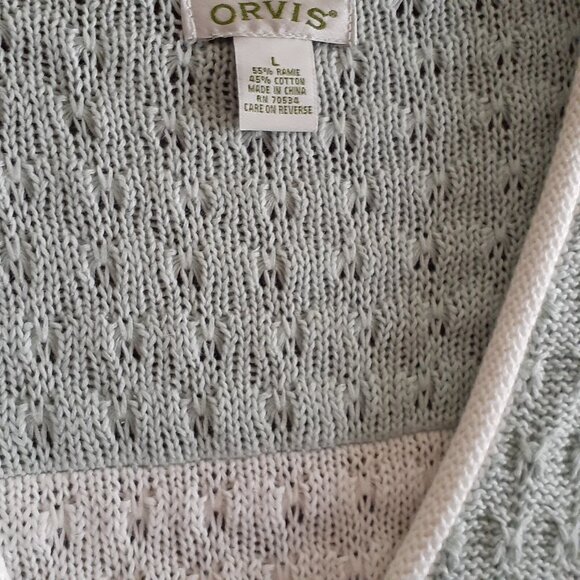 Orvis Colorblock Cardigan Sweater Y2K  Button Front Patchwork Vintage L - Picture 4 of 5